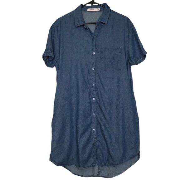 JUSTFAB Chambray Boho Western button up Dress Medium - Picture 2 of 10